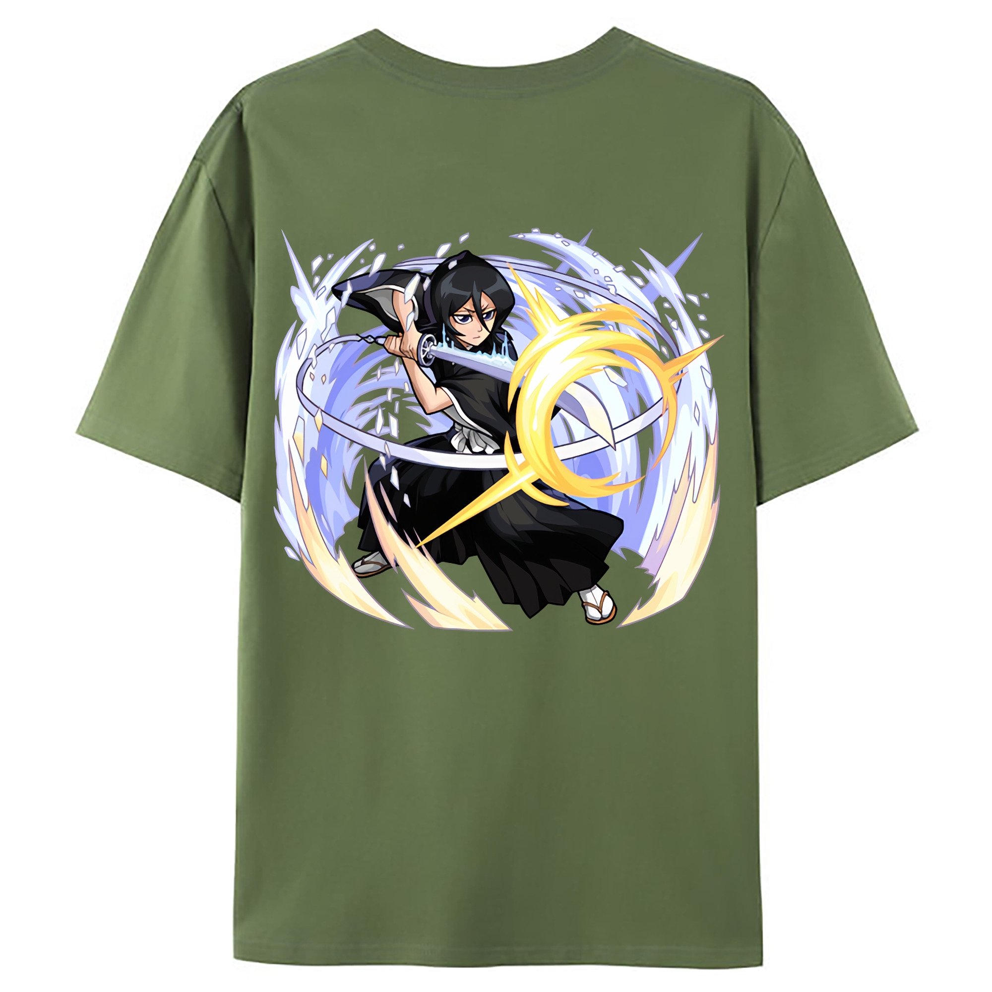 （画像用） ブリーチ 朽木ルキア BLEACH Kuchiki Rukia 綿100％ メンズ半袖Tシャツ（バックプリント） 通気性